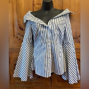 Caroline Constas Persephony striped button up blouse. Size S